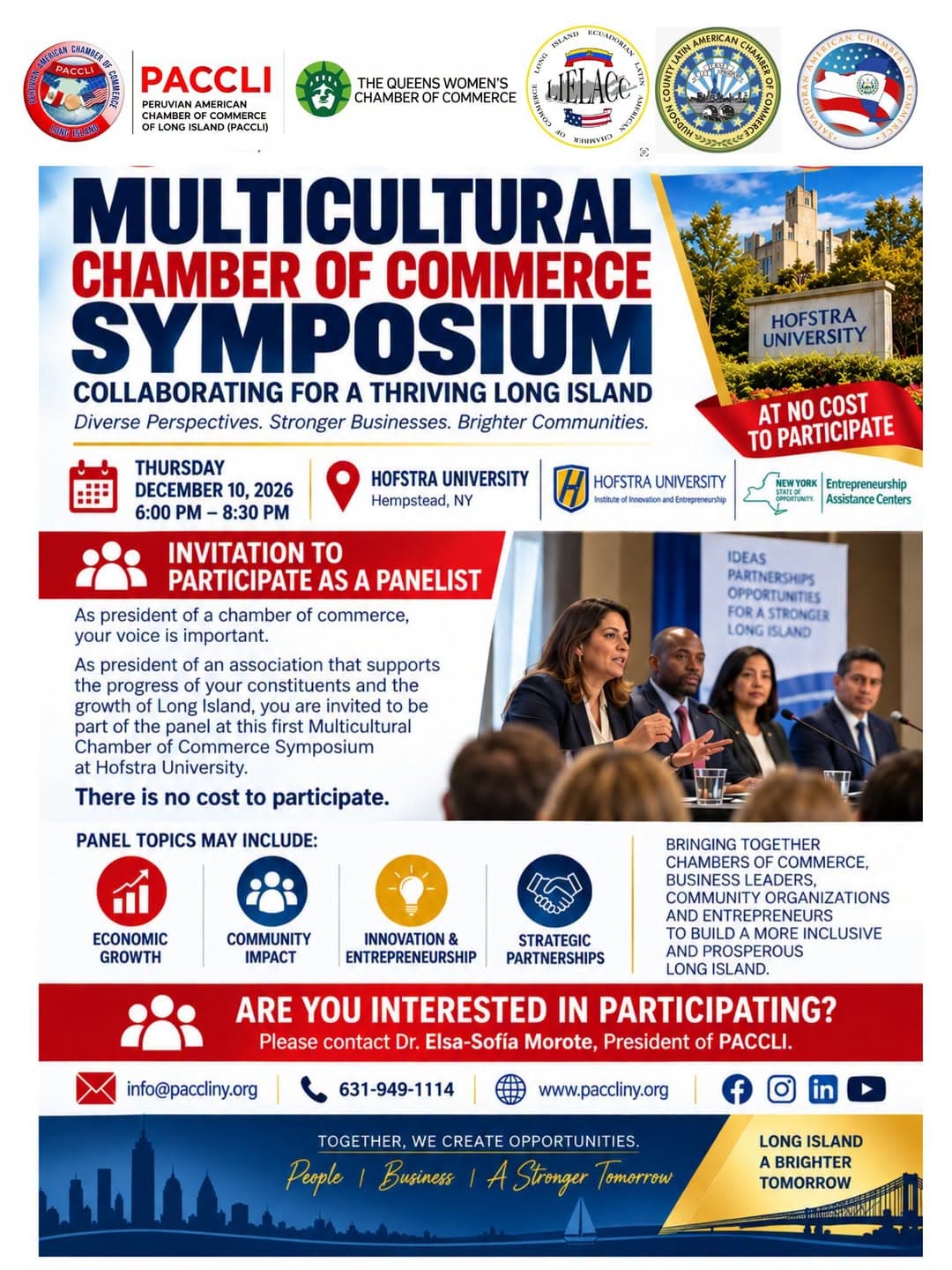 Multicultural Chamber of Commerce Symposium poster at Hofstra University