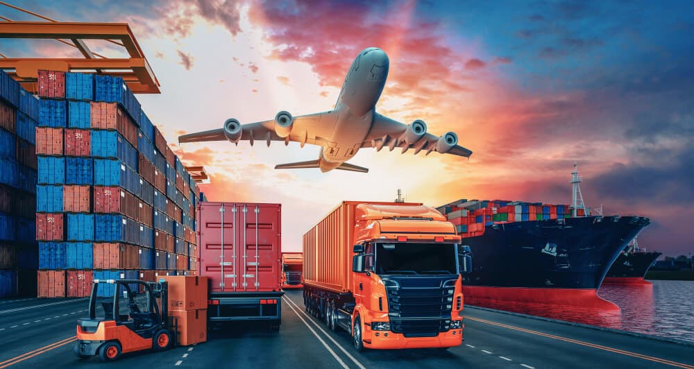 International cargo moving by air, sea and road